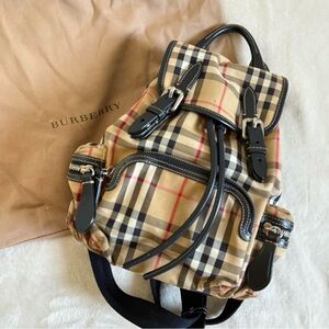 Burberry Beige and Black Plaid Backpack